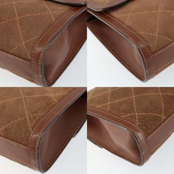 GUCCI Shoulder Bag Suede Leather Brown Gold - Picture 10 of 12